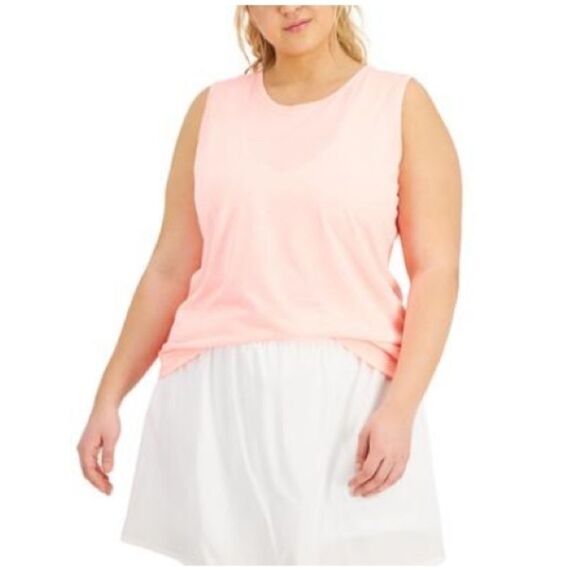 ID IDEOLOGY Women's Essentials Heathered Keyhole-Back Tank Top,spring tulip - Picture 2 of 8